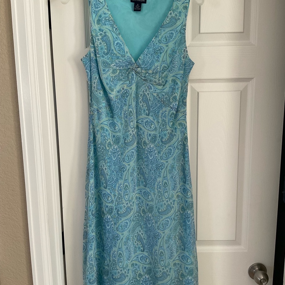 Ann Taylor Aqua silk paisley print